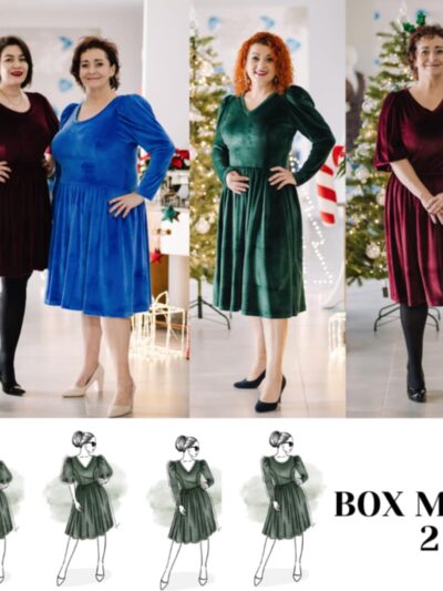 BOX 2 Wykrój na sukienkę damską Mixa z marszczonym dołem rozmiar 3XL-9XL