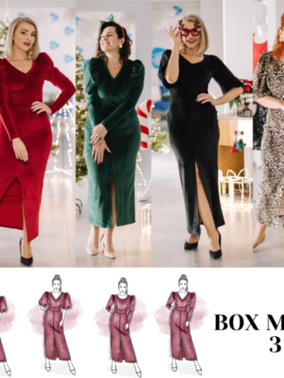 BOX 3 Wykrój na sukienkę damską Mixa z dopasowanym dołem rozmiar 3XL-9XL