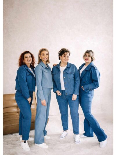 Wykrój na kurtkę damską jeans typu katana rozmiar 34-56