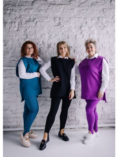 Wykrój na set damski Capri: kamizelka i leginsy plus size rozmiar 3XL-9XL
